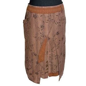 INSTANT VOLES Steampunk Vintage Skirt Brown Asymmetrical Layered Boho Size 14
